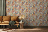  Dutch Wallcoverings vliesbehang bladeren oker/roodbruin/blauw_