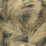 Dutch Wallcoverings Eden palm zwart/metallic goud_